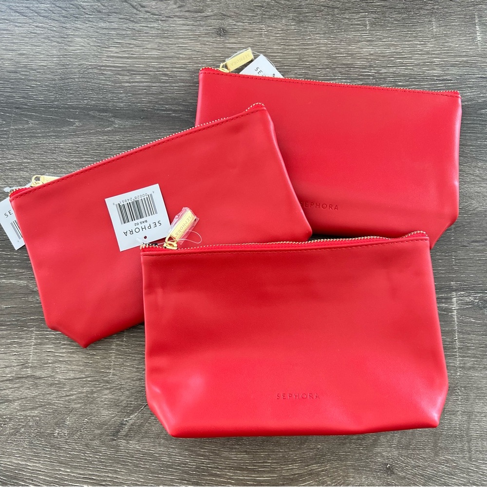 3X Sephora Red Cosmetic Bag